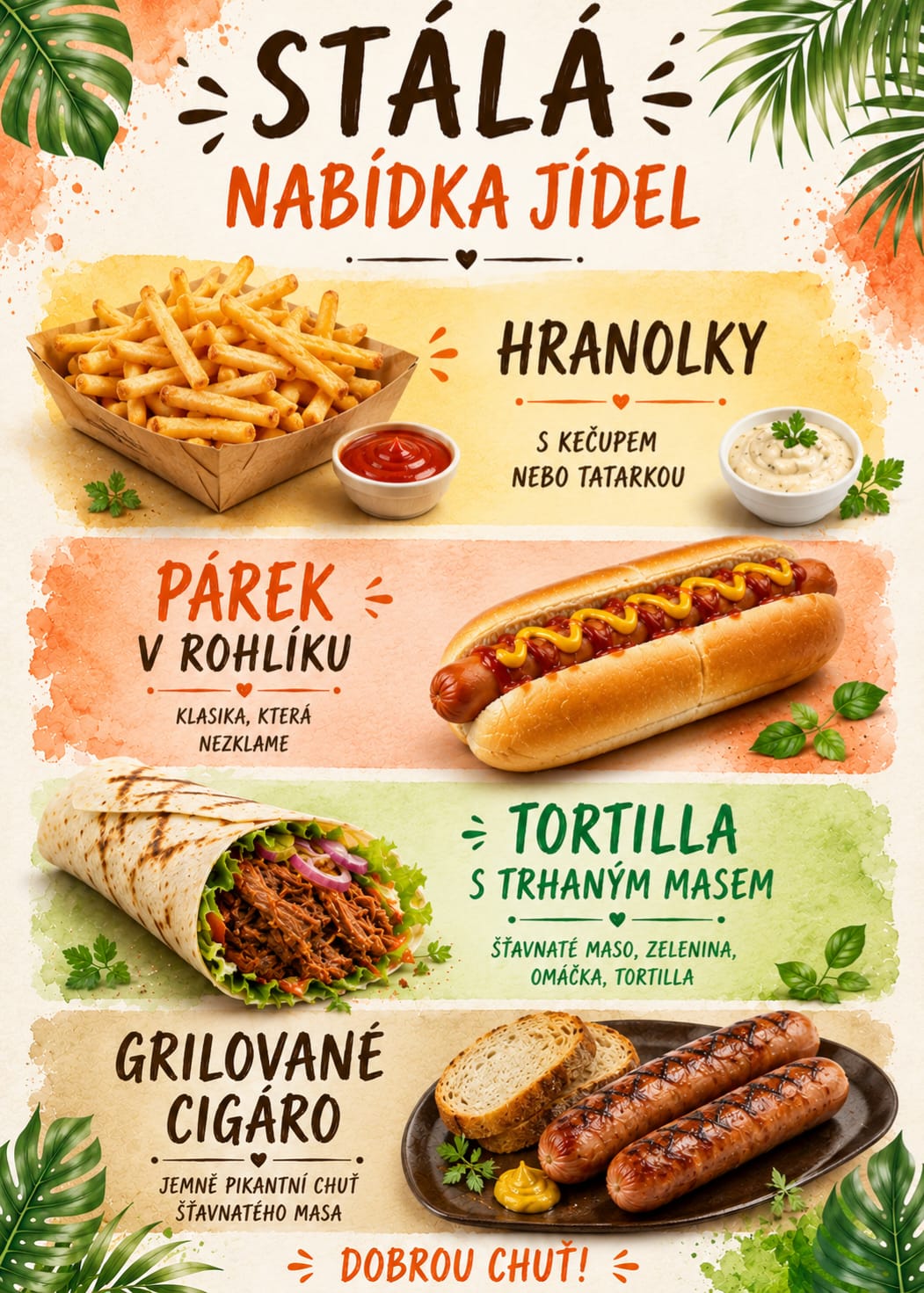 Jídelní a nápojový lístek